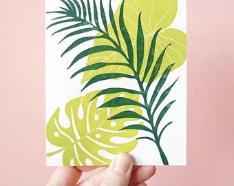 Tropical Leaf Silhouettes Letterpress Card—any occasion, thinking of you, birthday, thank you card