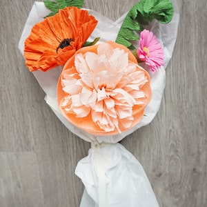 Custom Handmade Paper Posy: Poppy & Peony Summer Garden Flower Bouquet customize for Mother's Day, birthday, thinking of you image 1