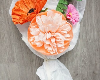 Custom Handmade Paper Posy: Poppy & Peony Summer Garden Flower Bouquet — customize for Mother's Day, birthday, thinking of you