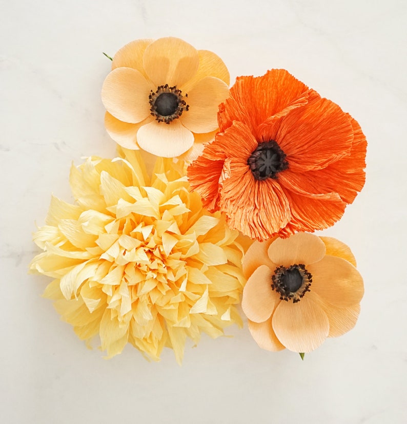 Yellow and Orange Paper Floral Styling Kit: Photography props, props for flat lays, professional photographer, wedding kit image 6