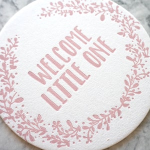 Set of Eight Welcome Little One Letterpress Coasters image 2