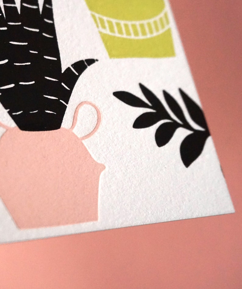 House Plant Silhouettes Letterpress Cardany occasion, thinking of you, birthday, thank you card image 4