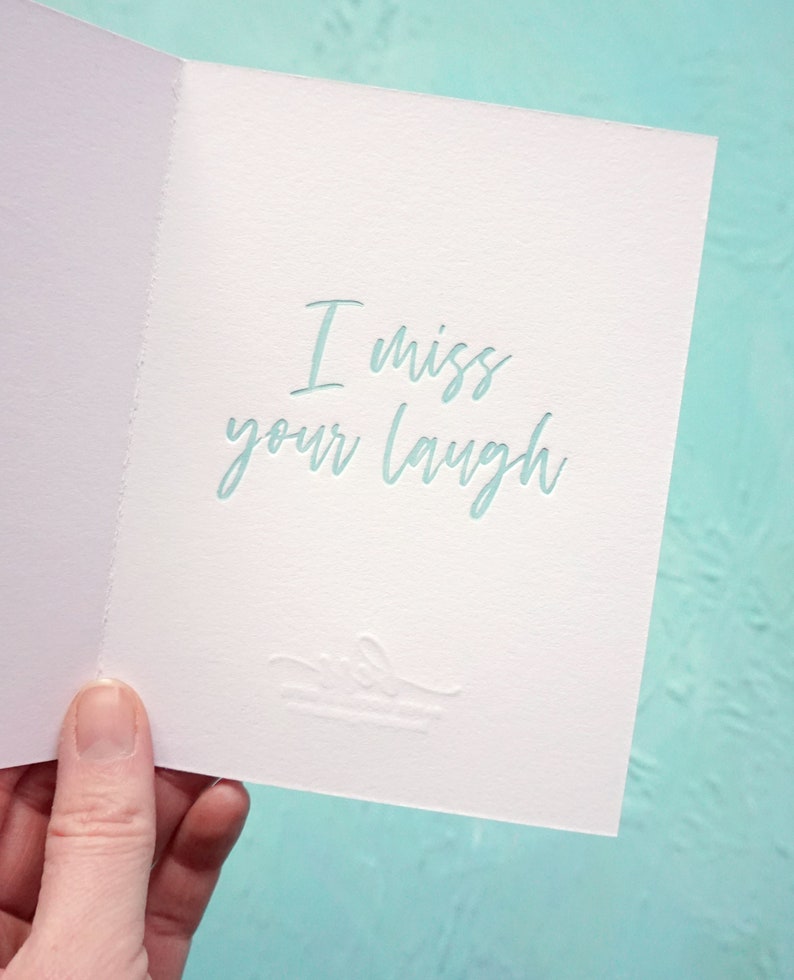 I miss your laugh Hand-drawn Letterpress Card image 2