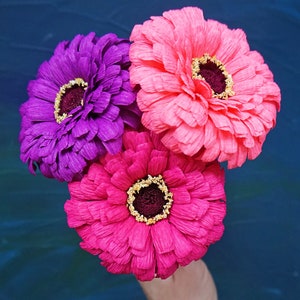 Summer Garden ZinniaHandmade Crepe Paper Flower image 6