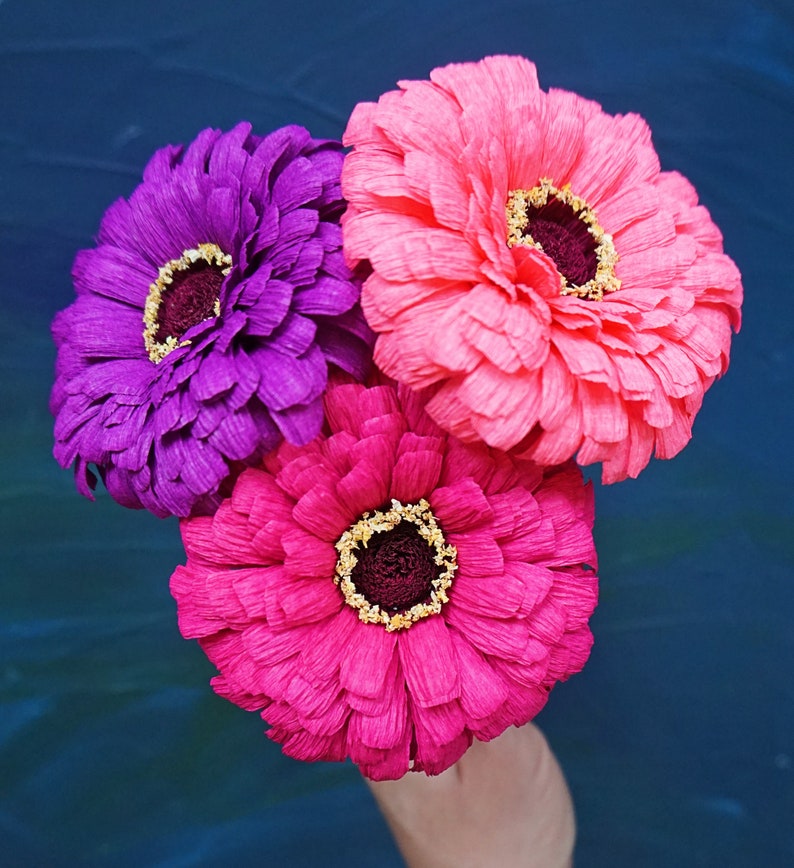 Summer Garden ZinniaHandmade Crepe Paper Flower image 6