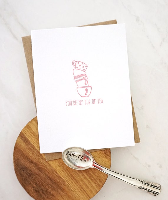 You're My Cup of Tea Letterpress Cardcute funny pun | Etsy