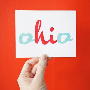 Carte typographique en bois Hi From Ohio