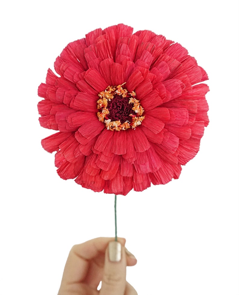 Summer Garden ZinniaHandmade Crepe Paper Flower image 5