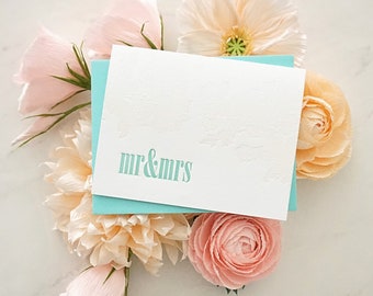 Mr. & Mrs. or Mrs/Mrs with Lace Design Letterpress Wedding or Engagement card