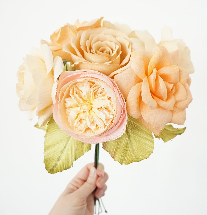 Romantic Mixed Roses Crepe Paper Flower Bouquet for wedding, anniversary, birthday, Valentine's image 4