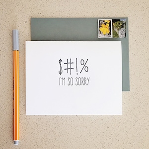 Expletive I'm So Sorry Sympathy Letterpress Card — Miscarriage, Cáncer, Divorcio, Break Up, Muerte, Pérdida de Mascotas, Despedido, Honesto, Divertido