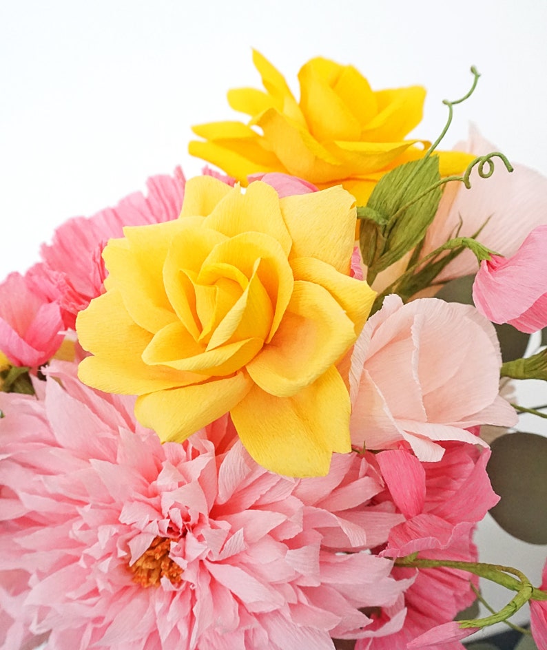 Pink Lemonade Handmade Crepe Paper Flower Bouquetcolorful Etsy