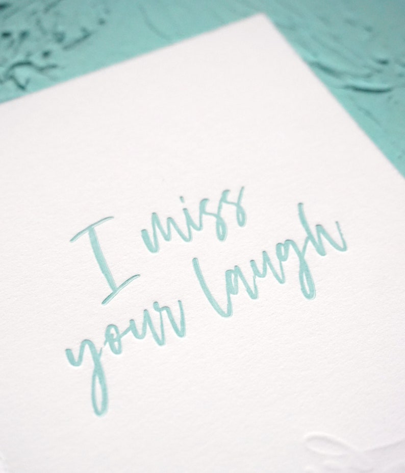 I miss your laugh Hand-drawn Letterpress Card image 6