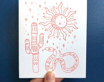 Western Boho Blank Letterpress Note Card