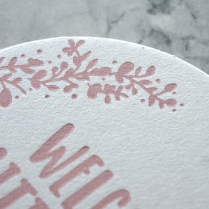Set of Eight Welcome Little One Letterpress Coasters image 3