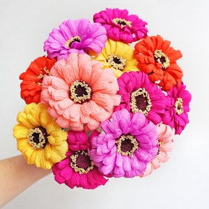 Summer Garden ZinniaHandmade Crepe Paper Flower image 2