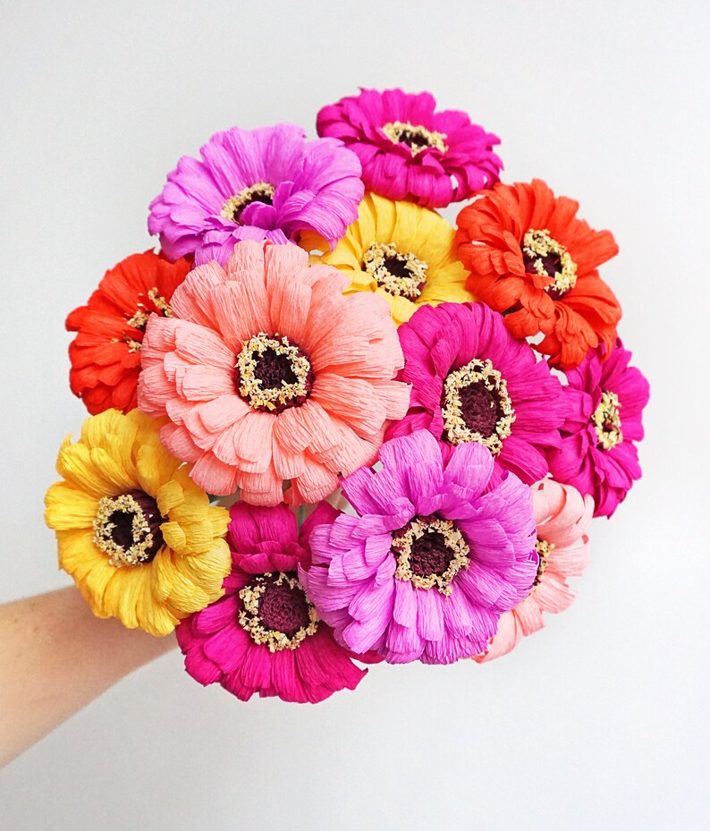 Summer Garden ZinniaHandmade Crepe Paper Flower image 2