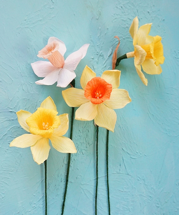 Narcisse de printemps / Jonquilles: Fleur de papier crêpe - Etsy Canada