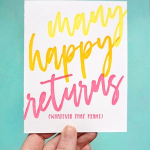 Many Happy Returns Letterpress Birthday Card