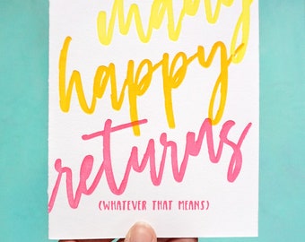 Many Happy Returns Letterpress Birthday Card