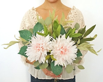 Dearest Dahlia Handmade Crepe Paper Flower Bouquet—Bridal, wedding, boho bride, home decor, statement floral arrangement