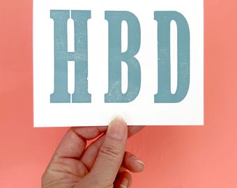 HBD Wood Type Birthday Letterpress Card