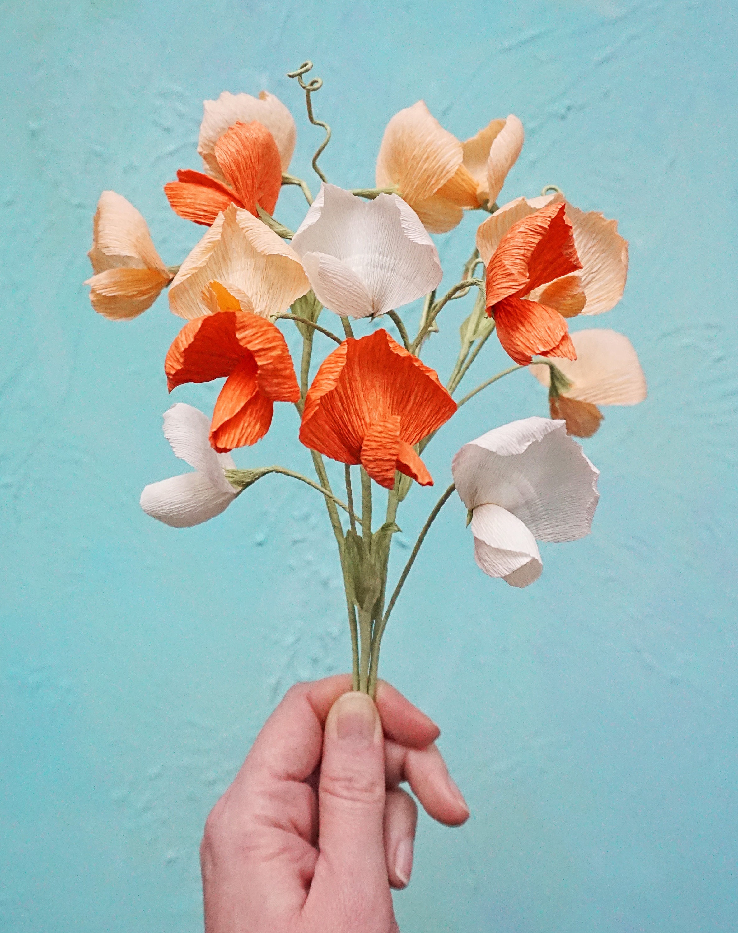 Multicolor Pastel Handmade Crepe Paper Flower Bouquet