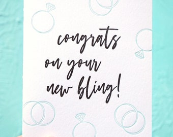 Congrats on your new bling! Letterpress Engagement Card
