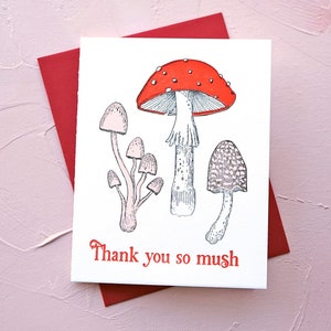 Thank you so mush Mushroom Illustration Letterpress Thank You Card image 2