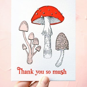 Thank you so mush Mushroom Illustration Letterpress Thank You Card image 1