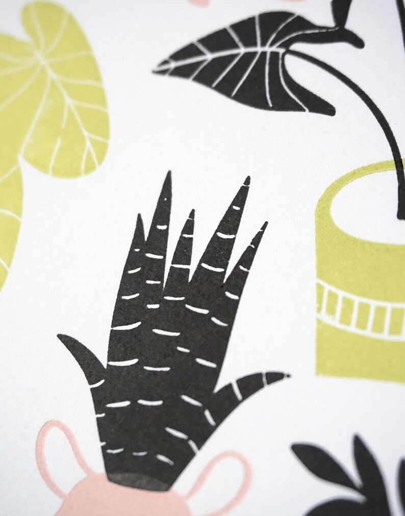 House Plant Silhouettes Letterpress Cardany occasion, thinking of you, birthday, thank you card image 2