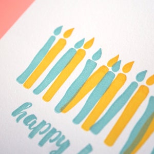 Happy Birthday To You birthday candles hand-drawn letterpress card image 2