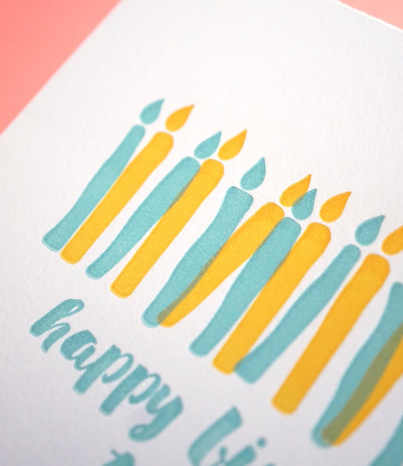 Happy Birthday To You birthday candles hand-drawn letterpress card image 2