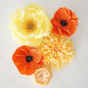 Yellow and Orange Paper Floral Styling Kit: Photography props, props for flat lays, professional photographer, wedding kit image 7