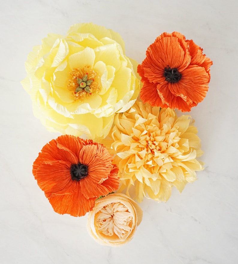 Yellow and Orange Paper Floral Styling Kit: Photography props, props for flat lays, professional photographer, wedding kit image 7