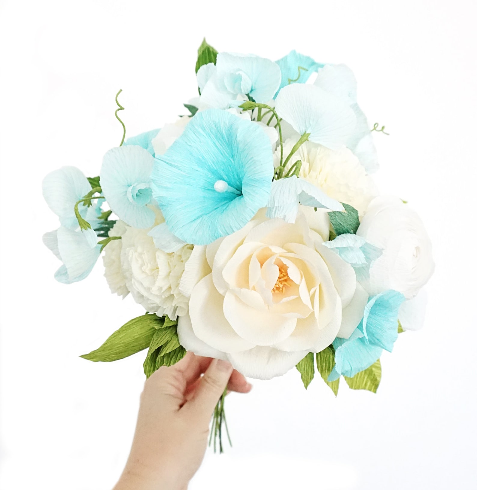 Something Blue Handmade Crepe Paper Flower BouquetBridal Etsy