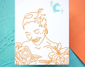 I miss your laugh Hand-drawn Letterpress Card