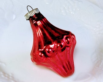 RARE Vintage Shiny Brite Ornament Red Spinning Top Fluted Lantern UFO Shape Figural Shape Carousel Retro Mid Century Unusual Hard to Find