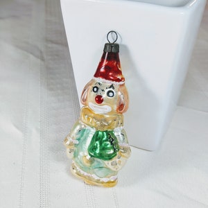 Vintage German Clown Ornament 1980s-1990s Blown Glass 4" Inge-Glas Christmas Decoration Adorable