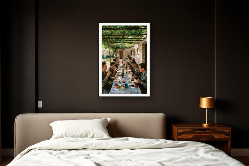 Military Wall Art art print framed in a dark luxury bedroom