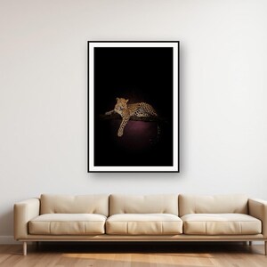 Leopard Wall Art | Brass Rimmed Animal Print | Dark Luxury Editorial (Digital Download) image 1