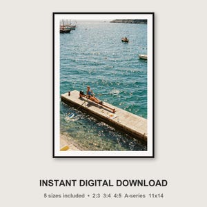 Vintage-Druck eines Ruderdocks | Ruderertraining in einer mediterranen Villa (Digitaler Download) Bild 3