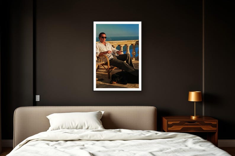 Rottweiler Wall Art art print framed in a dark luxury bedroom