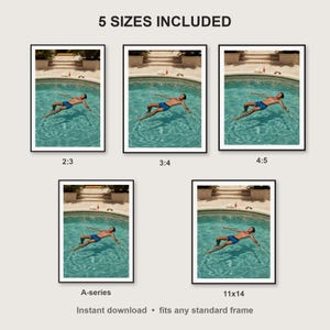Pool Float Wall Art print size chart - 5 ratios included: 2:3, 3:4, 4:5, 11x14, ISO A