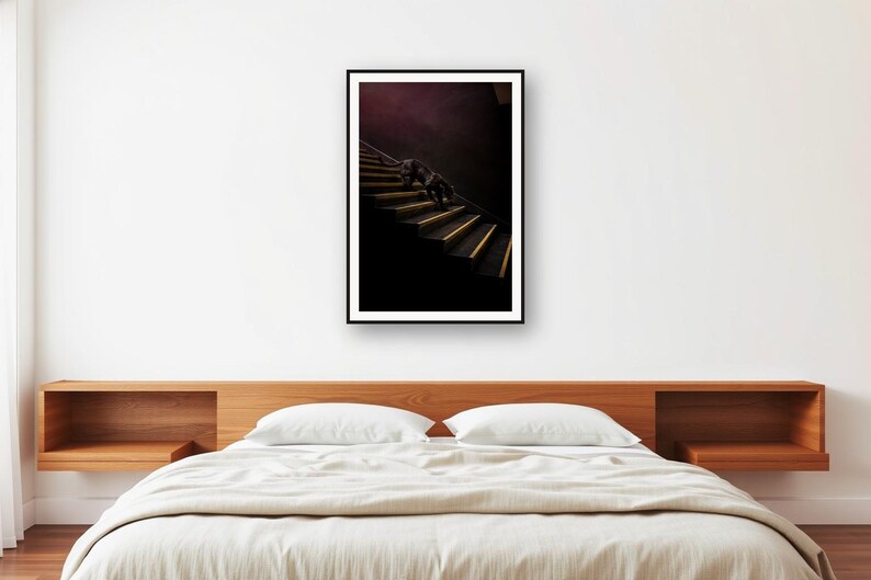 Black Panther Brass Staircase Print | Dark Luxury Animal Wall Art (Digital Download) image 2