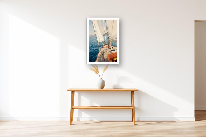 Golden Retriever Wall Art art print displayed above an entry console table