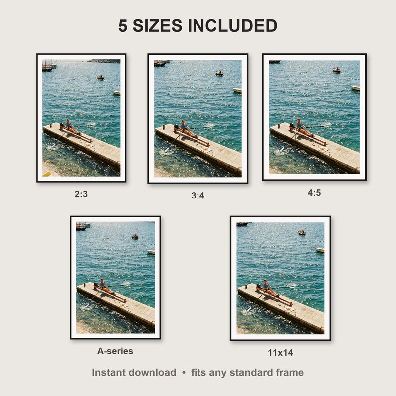 Rowing Wall Art print size chart - 5 ratios included: 2:3, 3:4, 4:5, 11x14, ISO A