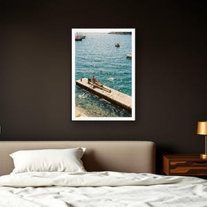 Rowing Wall Art art print framed in a dark luxury bedroom