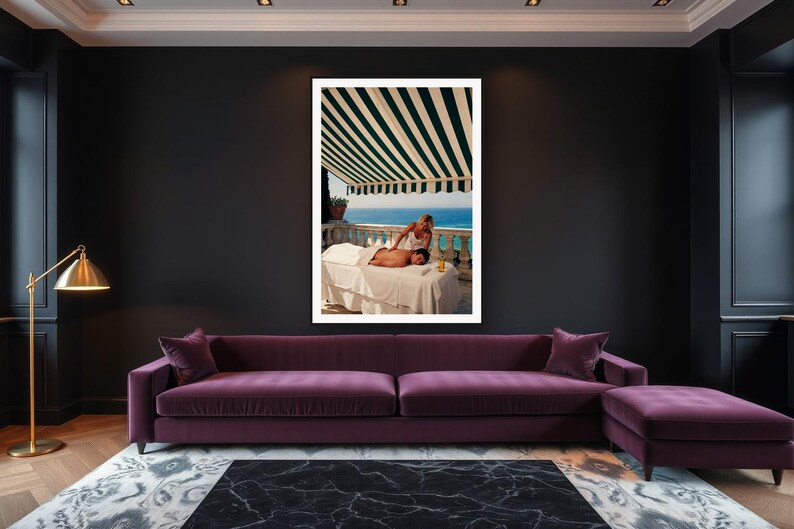 Massage Wall Art art print framed in a luxury living room