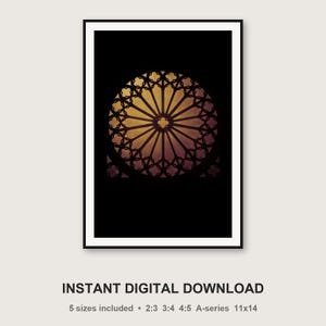 Brass Rose Window Print | Dark Cathedral Gothic Wall Art (Digital Download) image 3